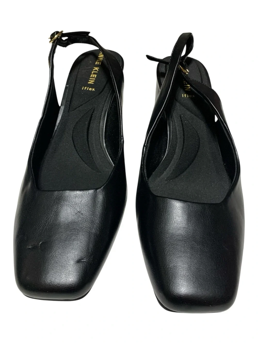 Anne Klein Black Slingback Square-Toe Heels